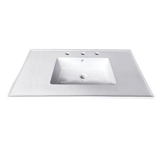 Kingston Brass LBT31227W38 Ceramic Vanity Sink Top, White, Glazed Sink