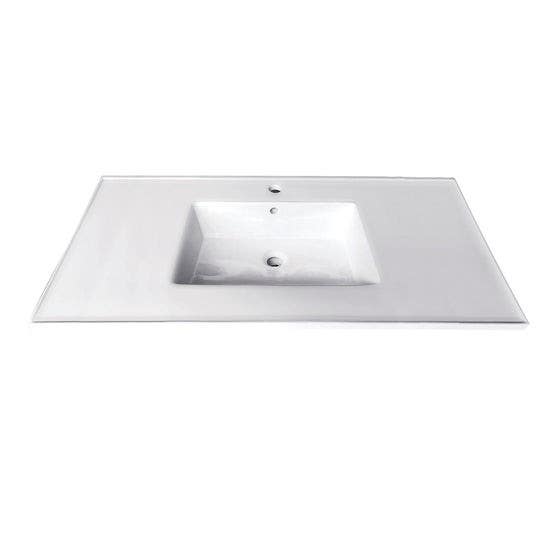 Kingston Brass LBT372271 Ceramic Vanity Sink Top, White, Single Hole Faucet