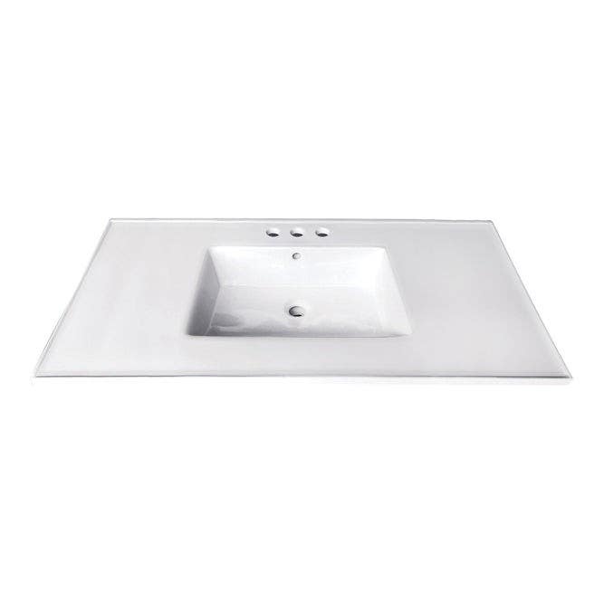 Kingston Brass LBT37227W34 Ceramic Vanity Sink Top, White, 4" Centerset Faucet