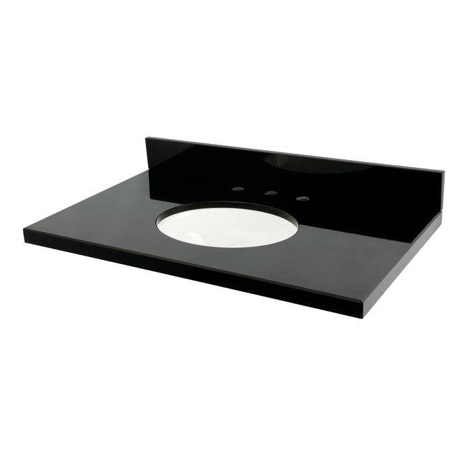 Kingston Brass KVPK3 Black Granite Vanity Top, Black/White, Oval Lavatory Bowl