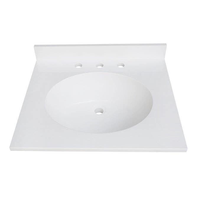 Kingston Brass KVPB2522A38 Solid Surface Vanity Top, Glossy White, 25" Length