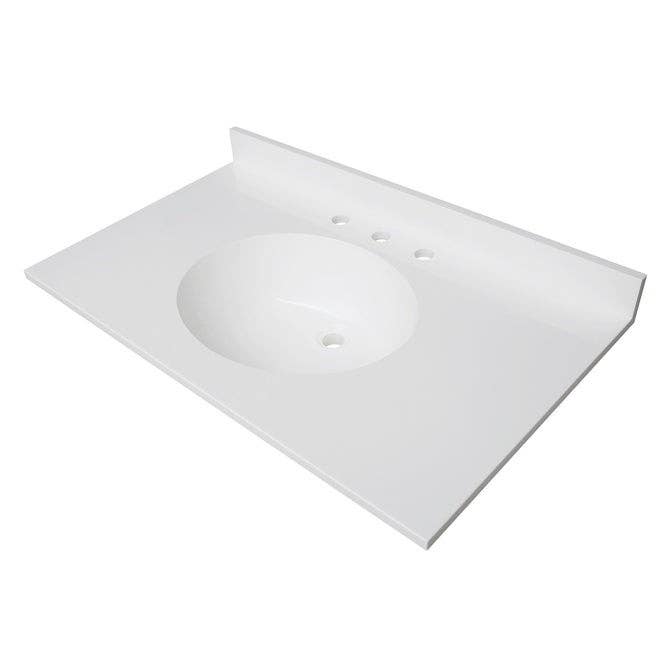 Kingston Brass KVPB3722A38 Solid Surface Vanity Top, Glossy White, 37" Length