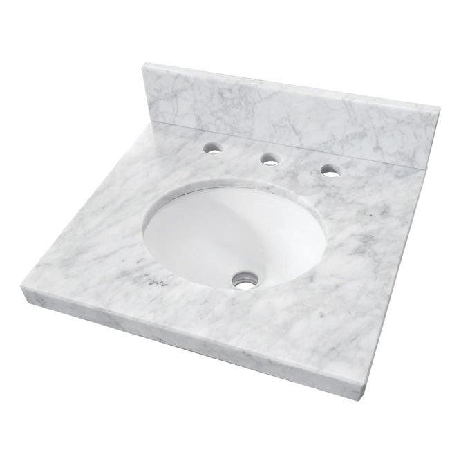 Kingston Brass KVPB1917M38 Carrara Marble Vanity Sink Top (8" Faucet Drillings), Carrara White