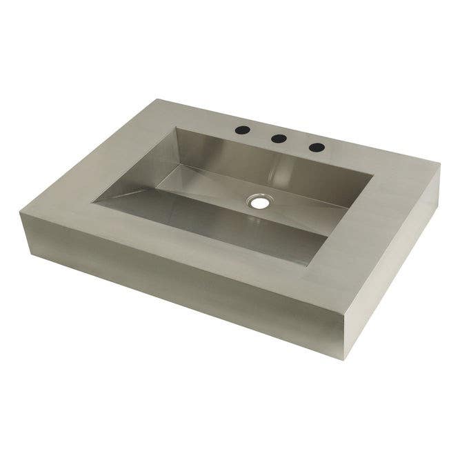 Kingston Brass GLTS Stainless Steel Bathroom Sink (8 in, 3 Hole), Brushed