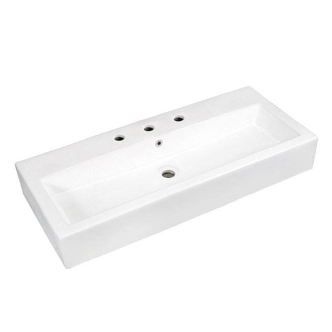 Kingston Brass EV3917W8 Porcelain Rectangular Vessel Sink (8" Centers), White