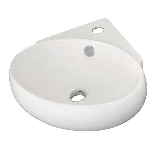 Kingston Brass EVC15154 Ceramic Corner Bathroom Sink, White