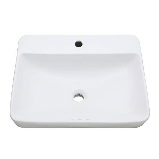 Kingston Brass EV2318 Ceramic Rectangular Drop-In Bathroom Sink, White