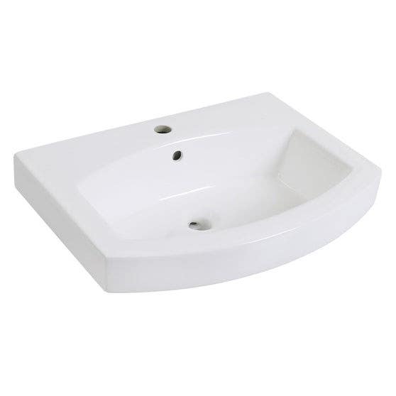 Kingston Brass EV2418 Ceramic Bathroom Sink (1 Hole), White, 24" Length