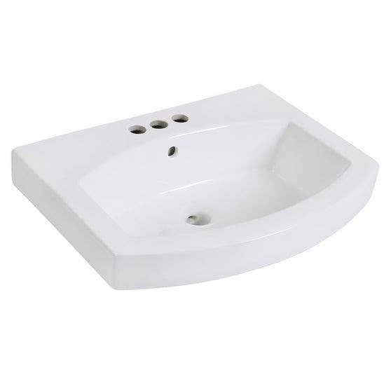 Kingston Brass EV2418W34 Ceramic Bathroom Sink (4 in, 3 Hole), White, 24" Length