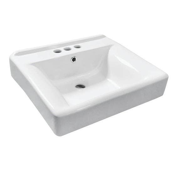 Kingston Brass EV2018W34 Ceramic Console Sink Basin (4 in, 3 Hole), White