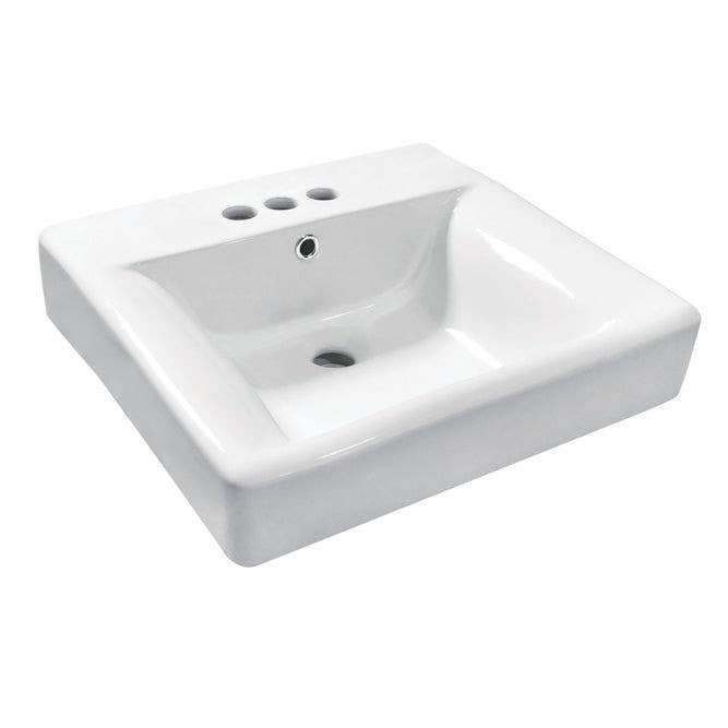 Kingston Brass EV2019W34 Ceramic Console Sink Basin (4 in, 3 Hole), White