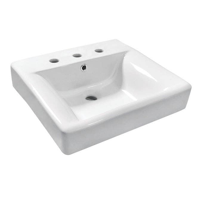 Kingston Brass EV2019W38 Ceramic Console Sink Basin (8 in, 3 Hole), White