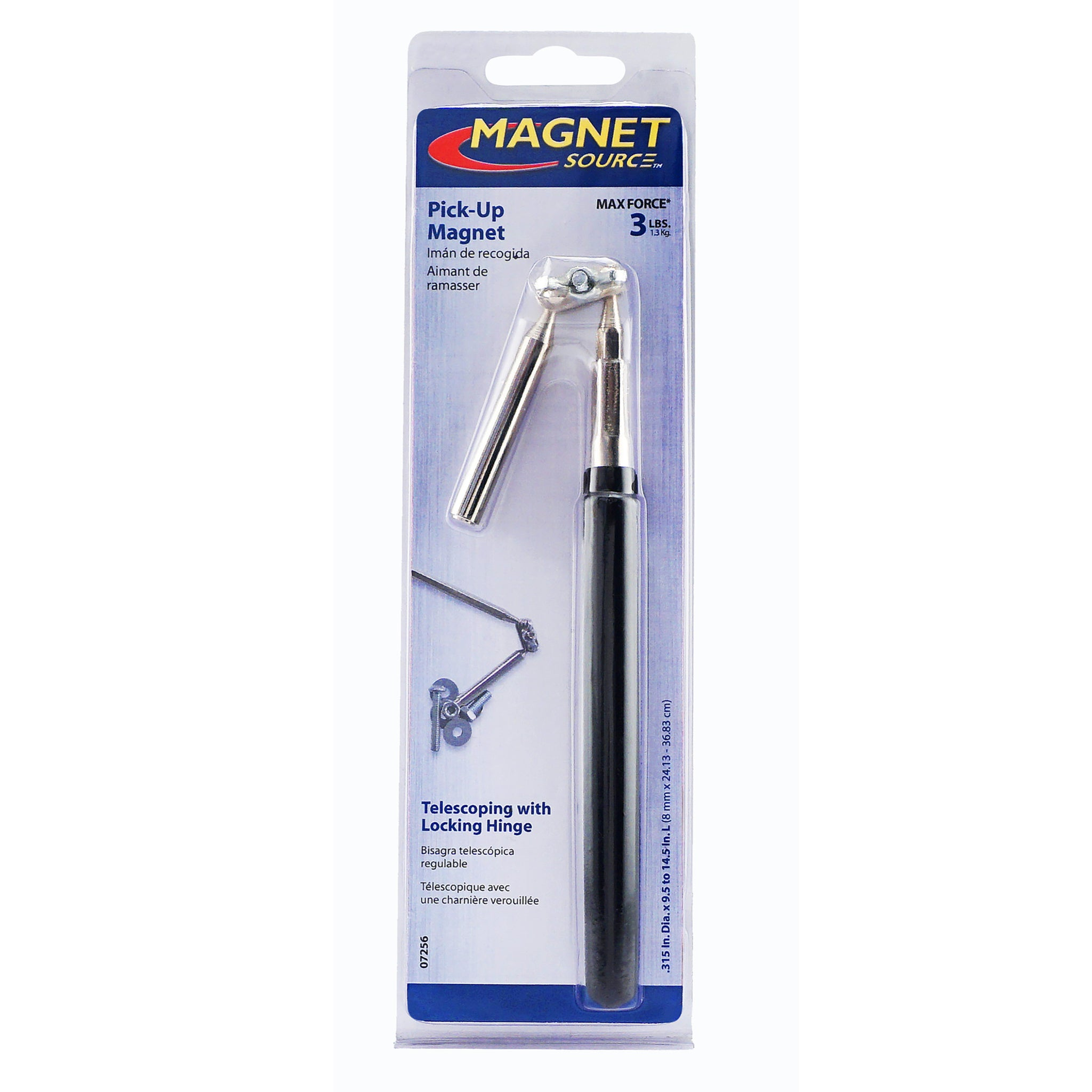 Magnet Source 07256 Extendable Magnetic Pick-Up Tool w/ Locking Hinge. Pull Rating-3 Lbs.