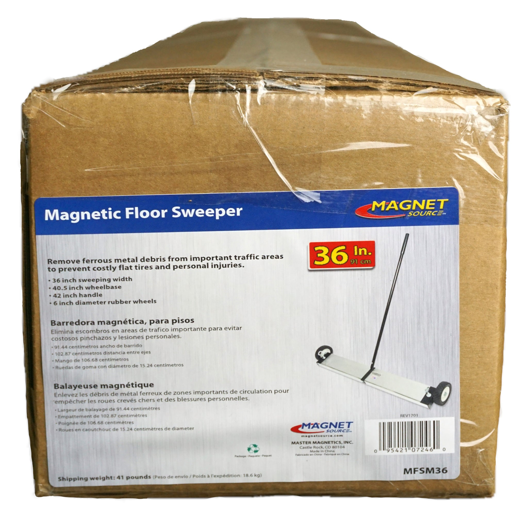 Magnet Source MFSM36 Magnetic Floor Sweeper, Sweeping Width-36", Push & Hang-Type