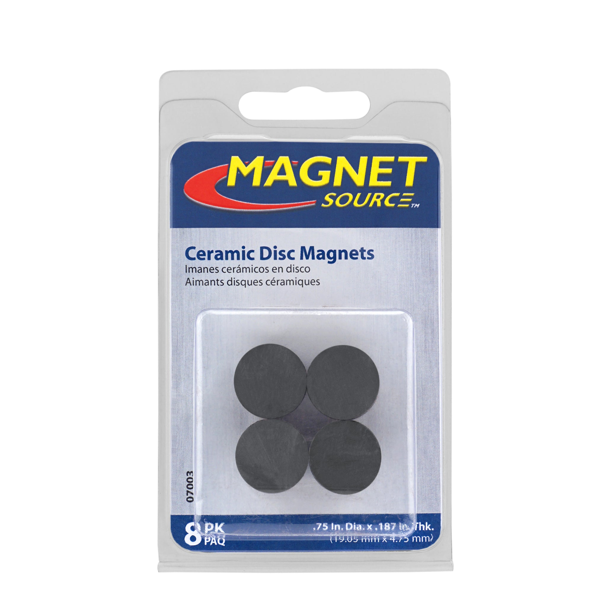 Magnet Source 07003 Ceramic Disc Magnet, Pull Rating-2.12 Lbs. (8pk)