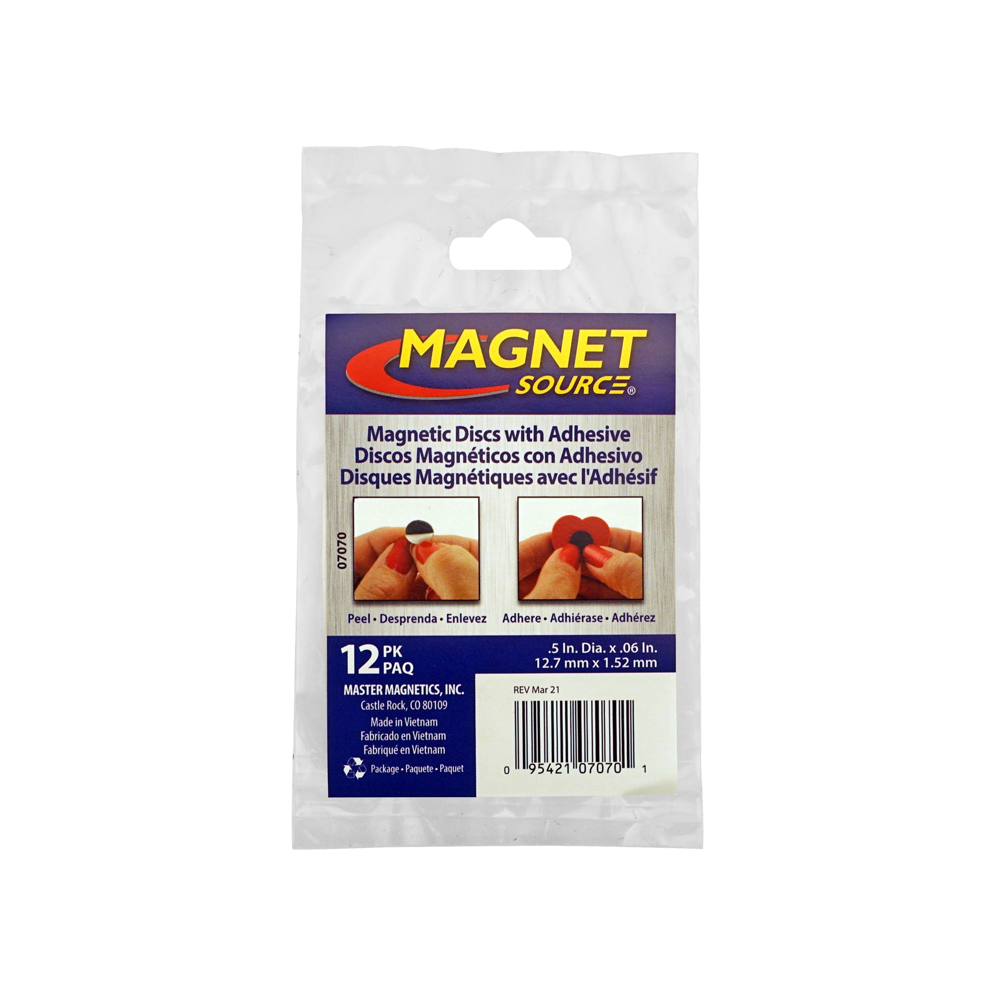 Magnet Source 07070 Flexible Magnetic Disc w/ Adhesive (12 Pk)