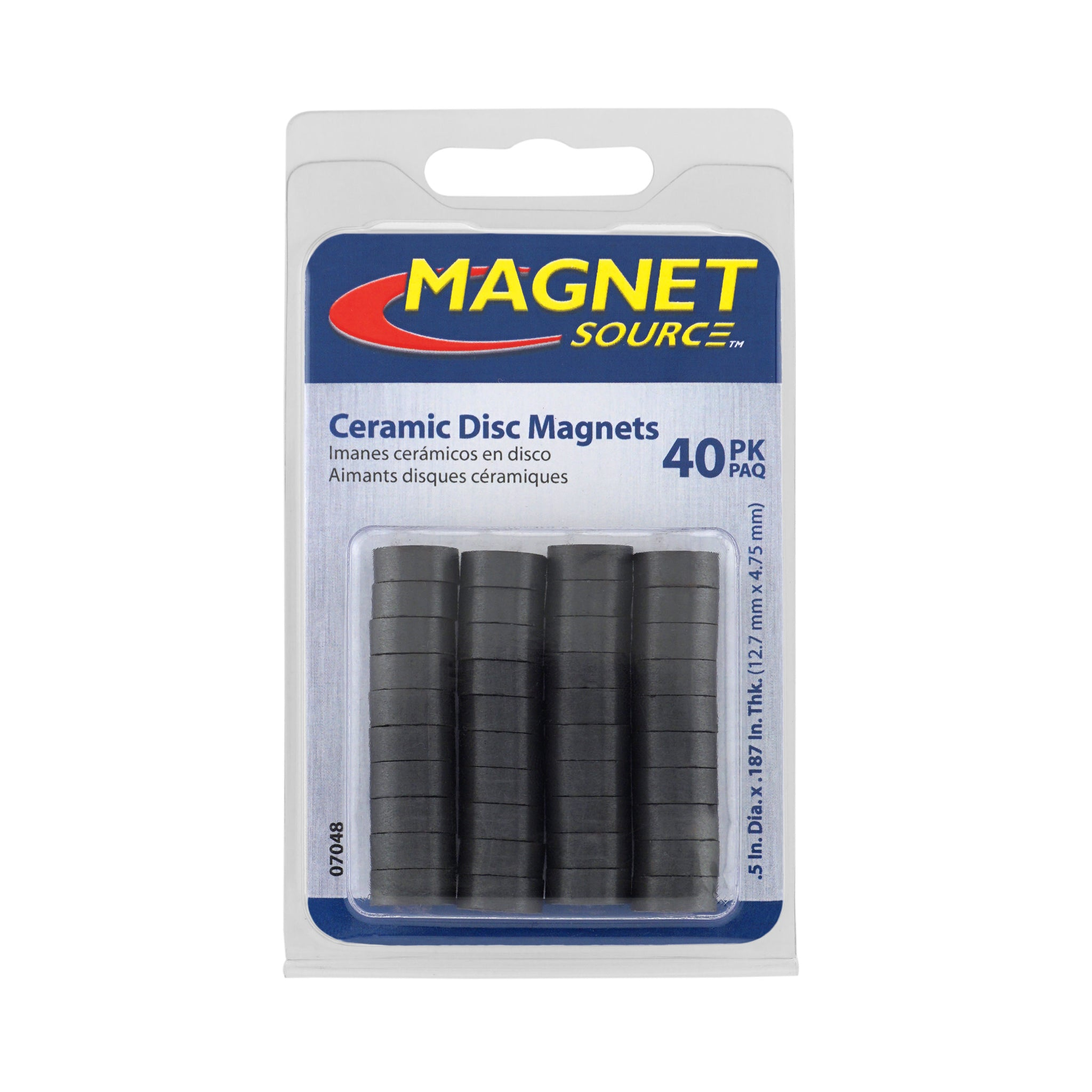 Magnet Source 07048 Ceramic Disc Magnet, Pull Rating-1.41 Lbs. (40 Pk)