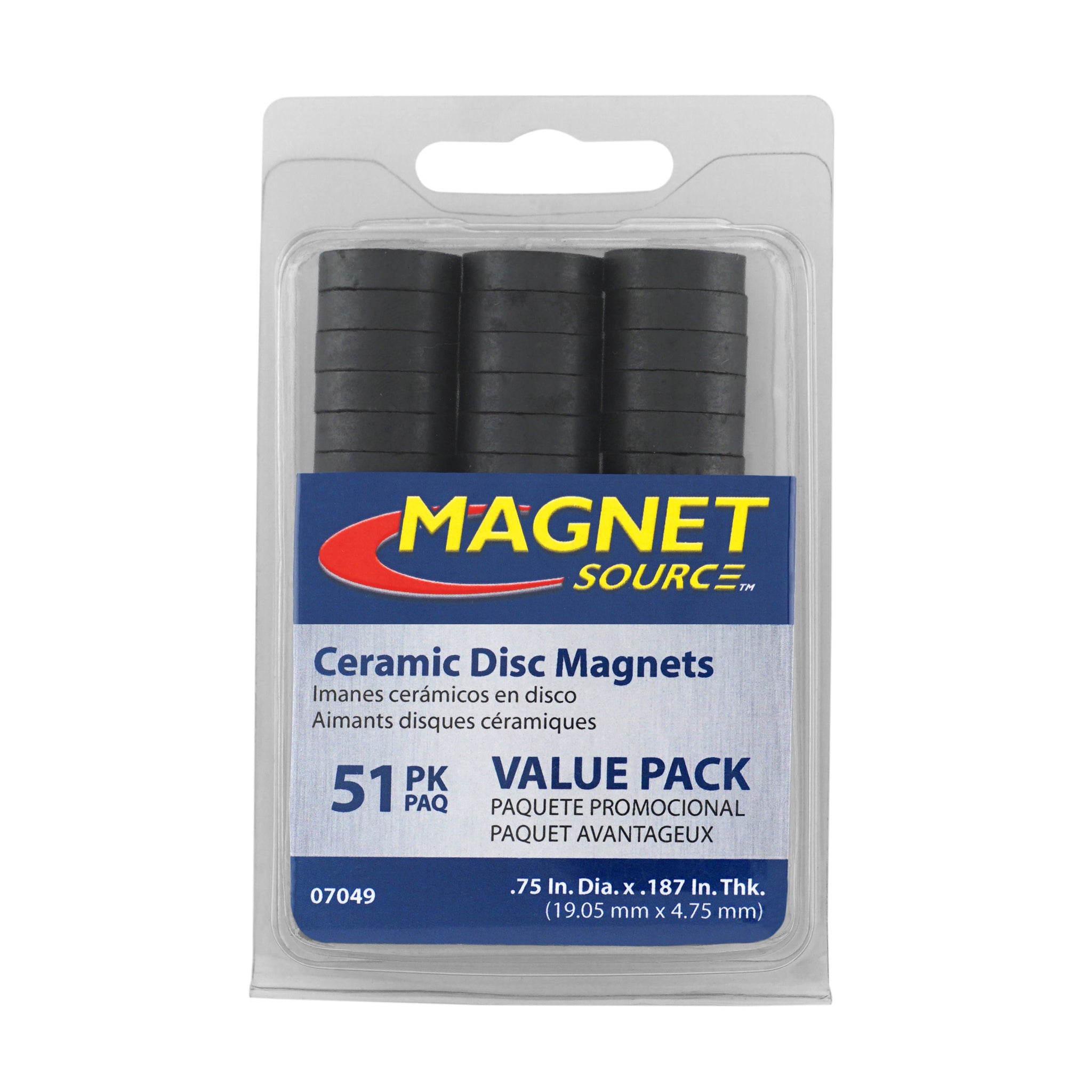 Magnet Source 07049 Ceramic Disc Magnet, Pull Rating-2.12 Lbs. (51 Pk)