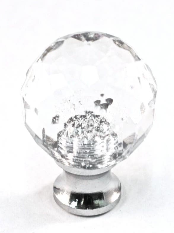Cal Crystal M25 Crystal Cabinet Knob w/ Solid Brass Base, Round, 1"
