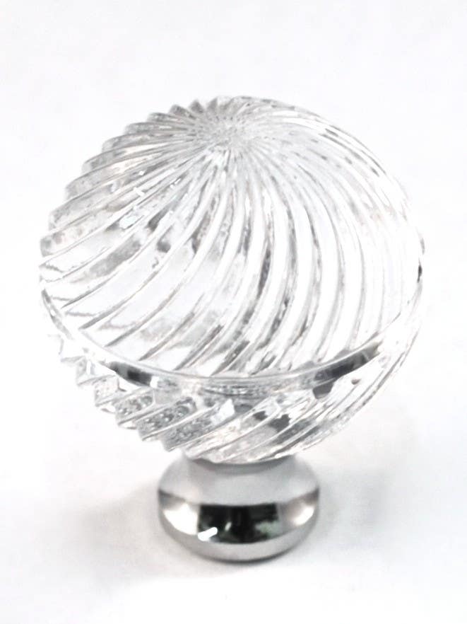 Cal Crystal M30S Crystal Cabinet Knob w/ Solid Brass Base, Swirled, 1-3/16"