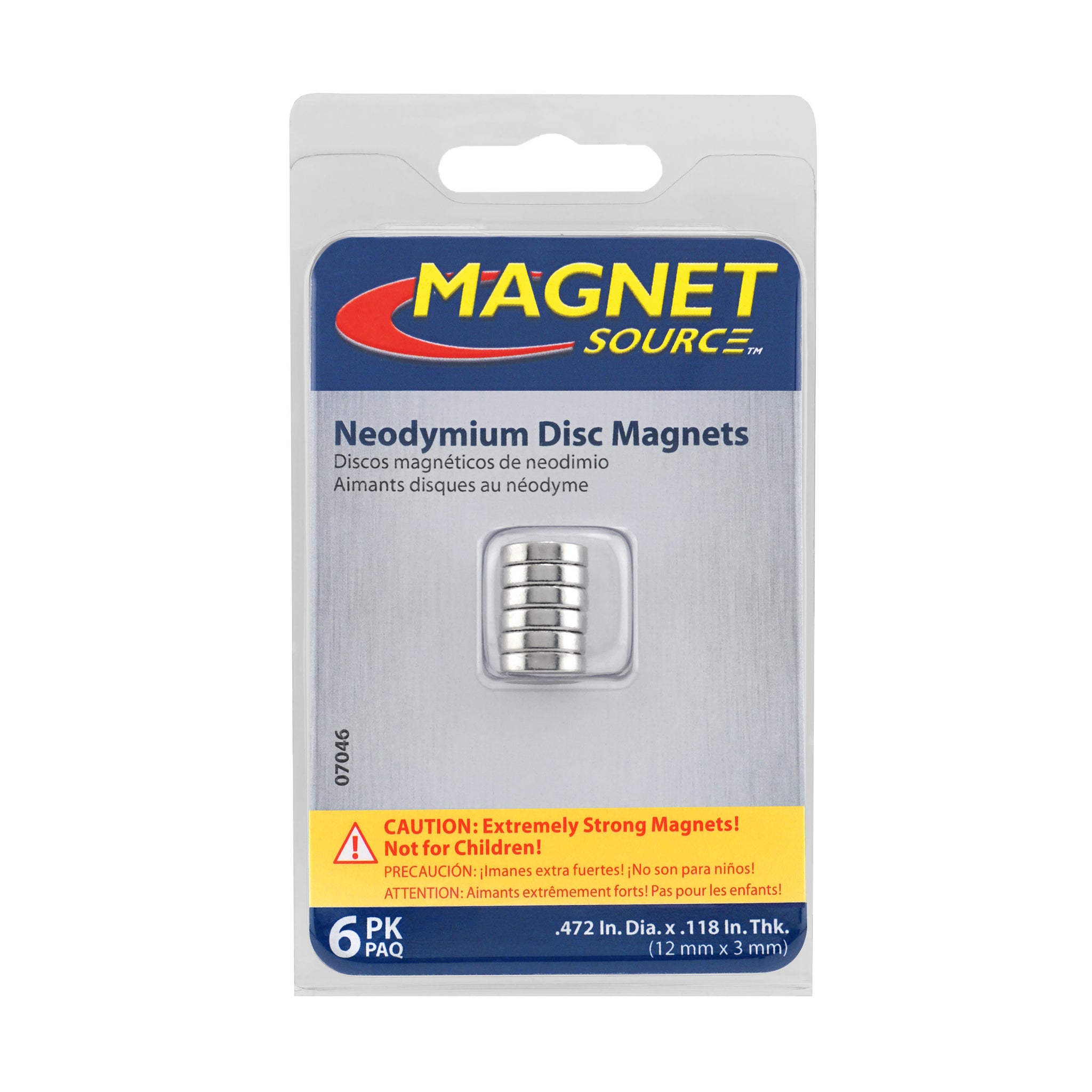 Magnet Source 07046 Neodymium Disc Magnet, Pull Rating-4.59 Lbs. (6 Pk)