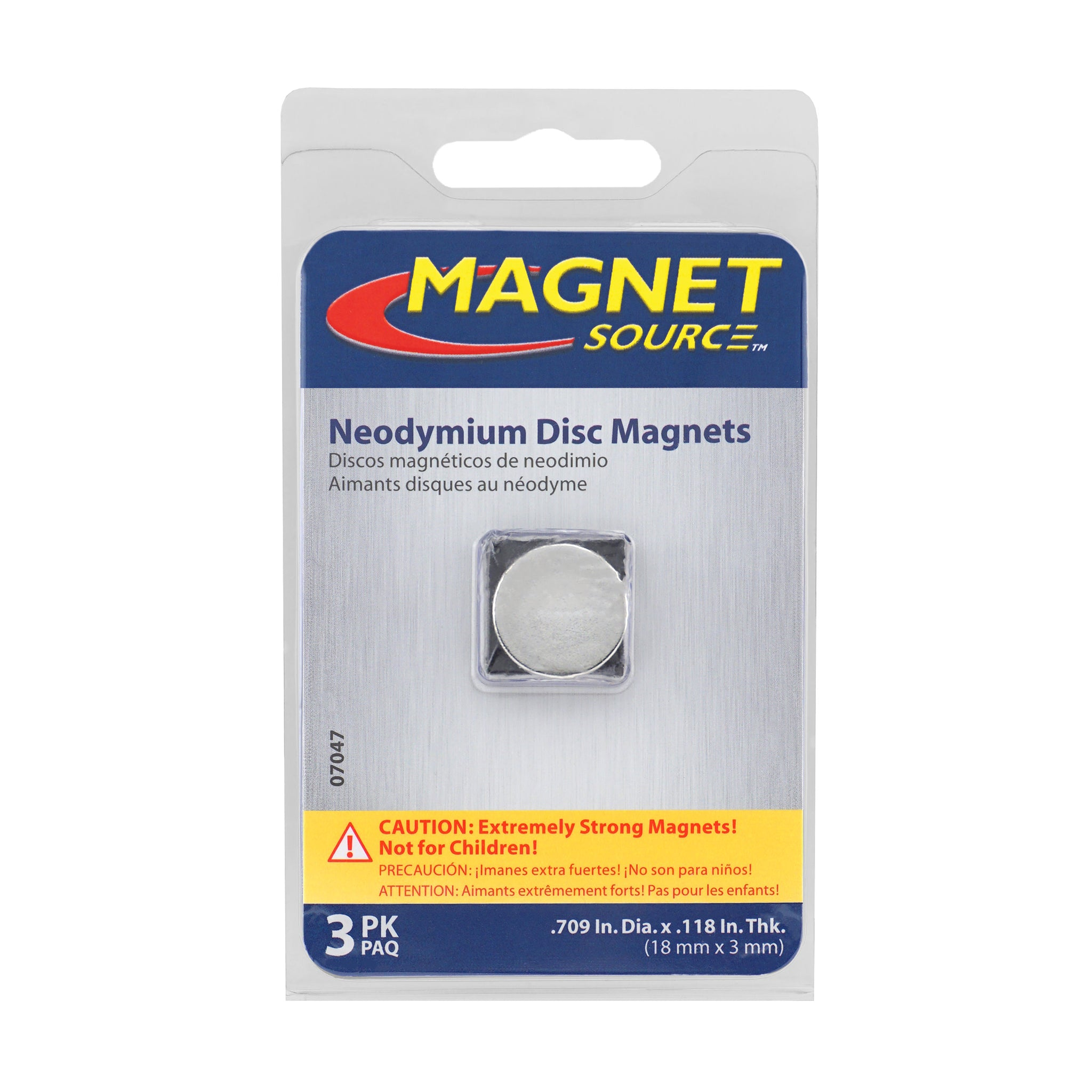 Magnet Source 07047 Neodymium Disc Magnet, Pull Rating-7.20 Lbs. (3 Pk)