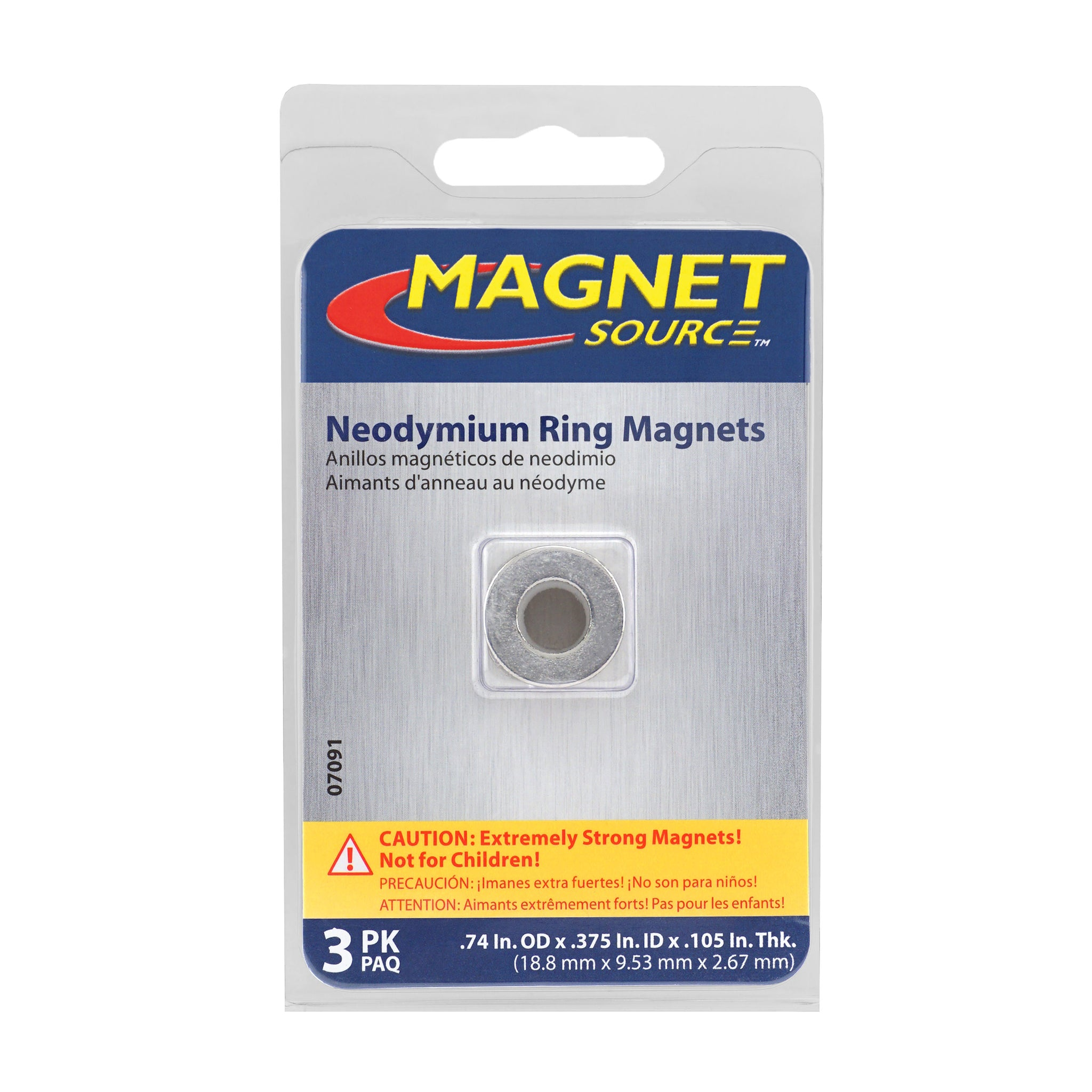 Magnet Source 07091 Neodymium Ring Magnet, Pull Rating-5.58 Lbs. (3 Pk)