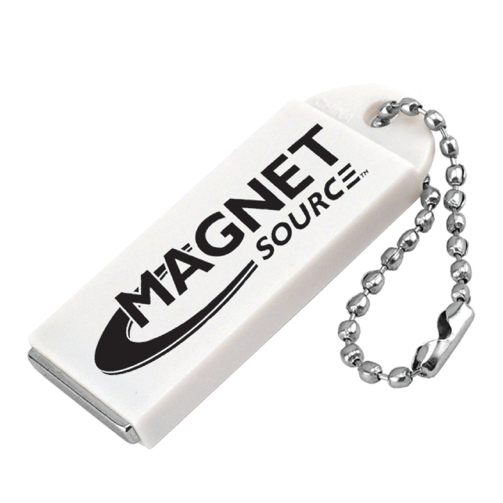 Magnet Source 07604 Neodymium Key Chain Magnet w/ Logo, White (2 Pcs)