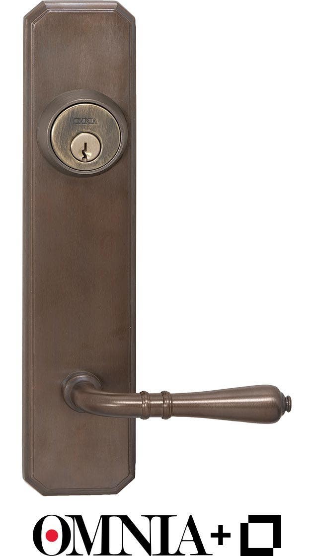 Omnia L.D11752 Traditional Smart Deadbolt Entrance Lever Lockset w/ Plates Powered By Level, Solid Brass