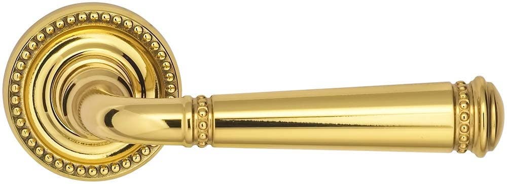 Omnia 748BD Arc Beaded Traditional Lever Latchset, Solid Brass
