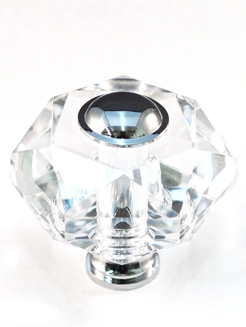 Cal Crystal M50 Crystal Cabinet Knob w/ Solid Brass Base, Hexagon, 1-3/4"