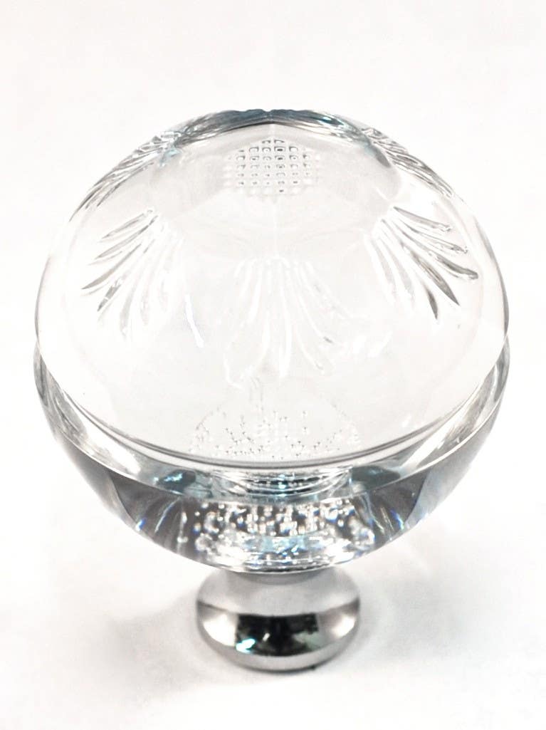 Cal Crystal M1111 Crystal Cabinet Knob w/ Solid Brass Base, Round, 1-3/8"