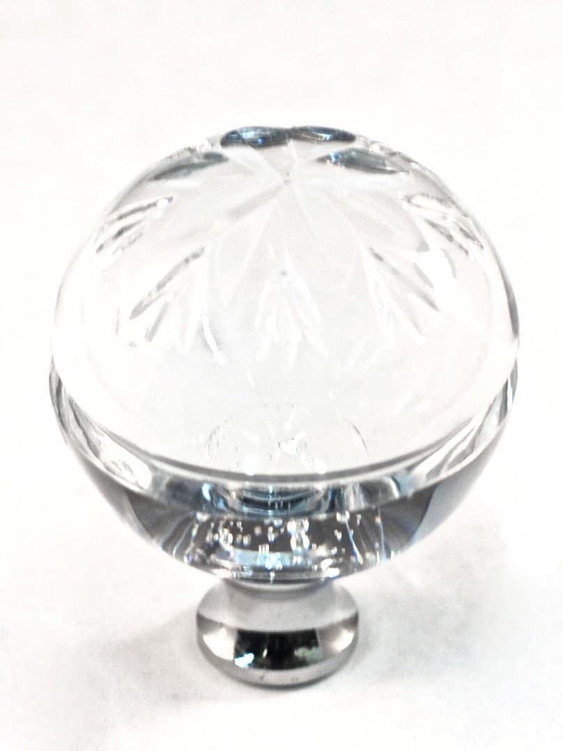 Cal Crystal M1112 Crystal Cabinet Knob w/ Solid Brass Base, Round, 1-3/8"