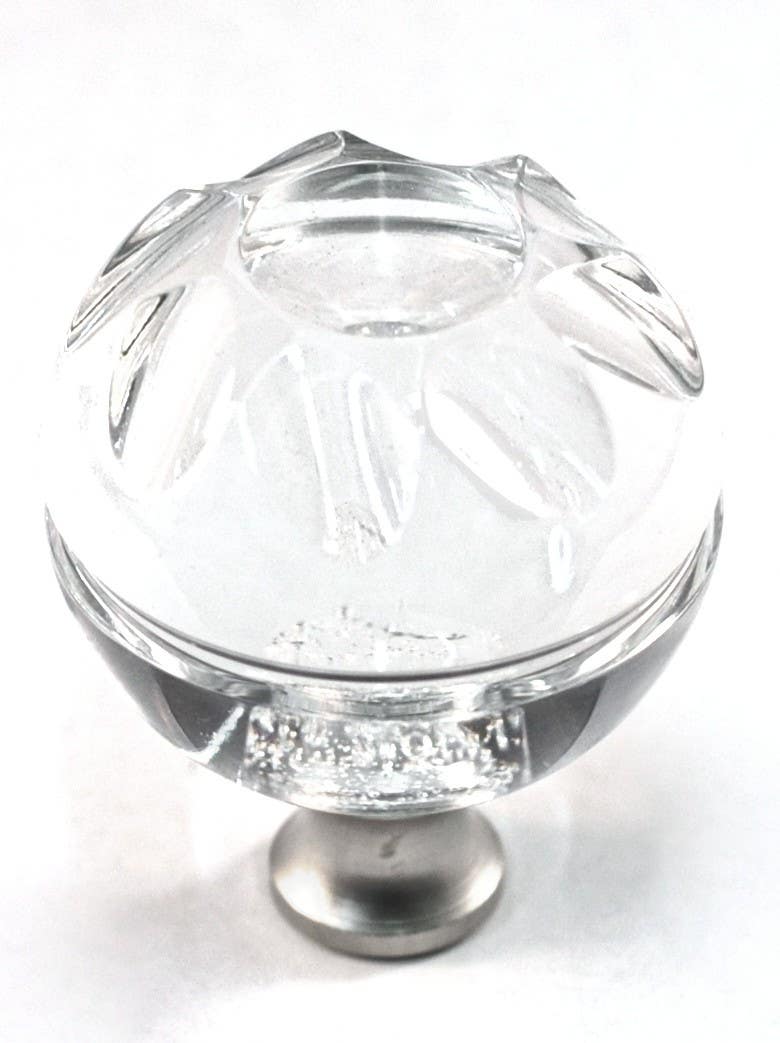 Cal Crystal M1113 Crystal Cabinet Knob w/ Solid Brass Base, Round, 1-3/8"
