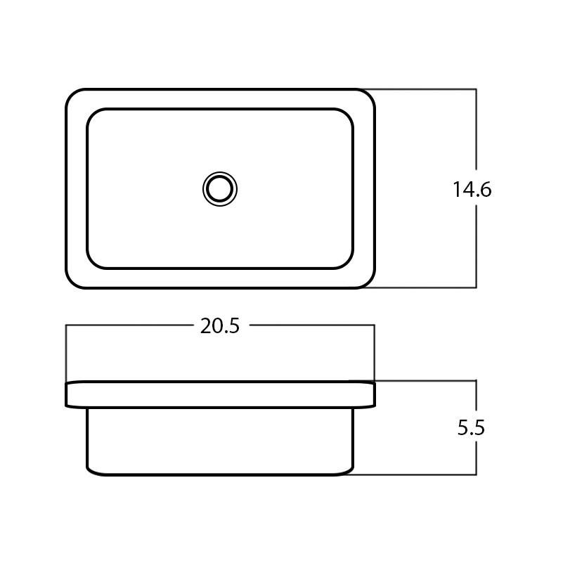 American Imaginations AI-28236 20.5-in. W Drop In White Bathroom Vessel Sink For Wall Mount Wall Mount Drilling