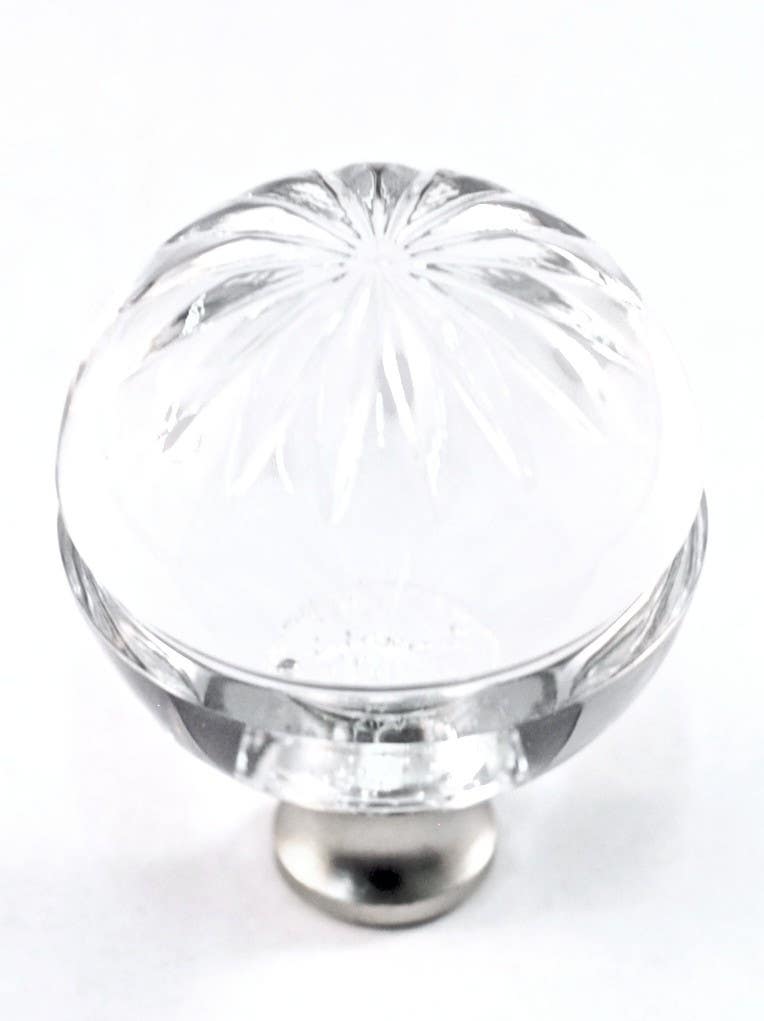 Cal Crystal M1115 Crystal Cabinet Knob w/ Solid Brass Base, Round, 1-3/8"