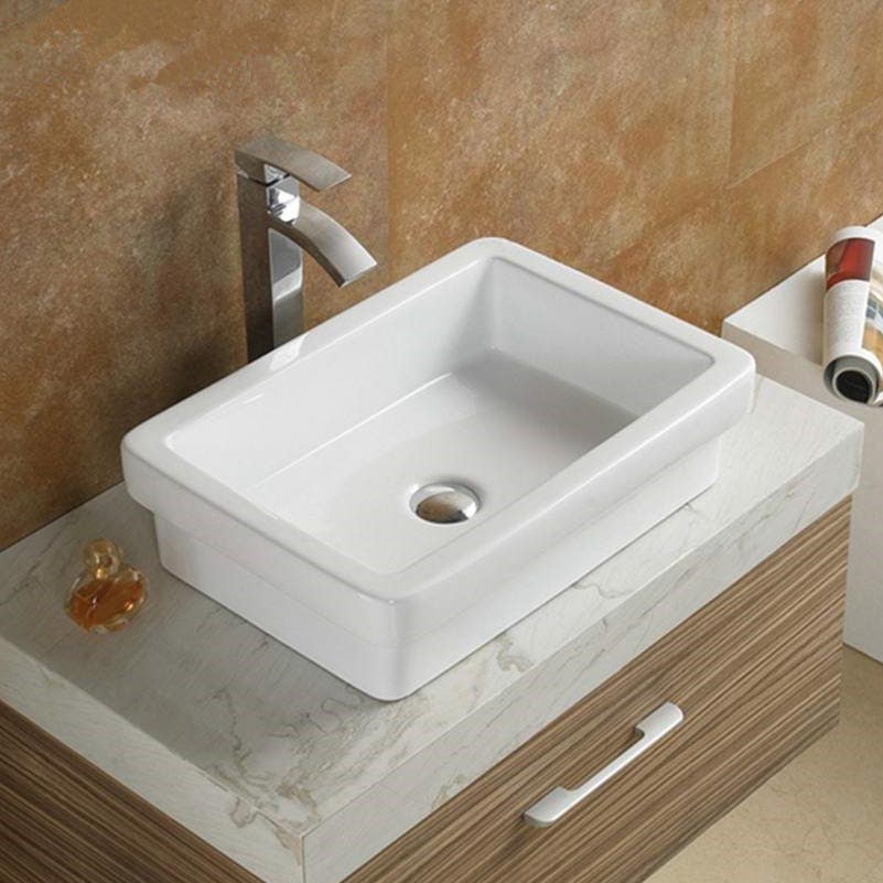 American Imaginations AI-28235 20.5-in. W Above Counter White Bathroom Vessel Sink For Wall Mount Wall Mount Drilling