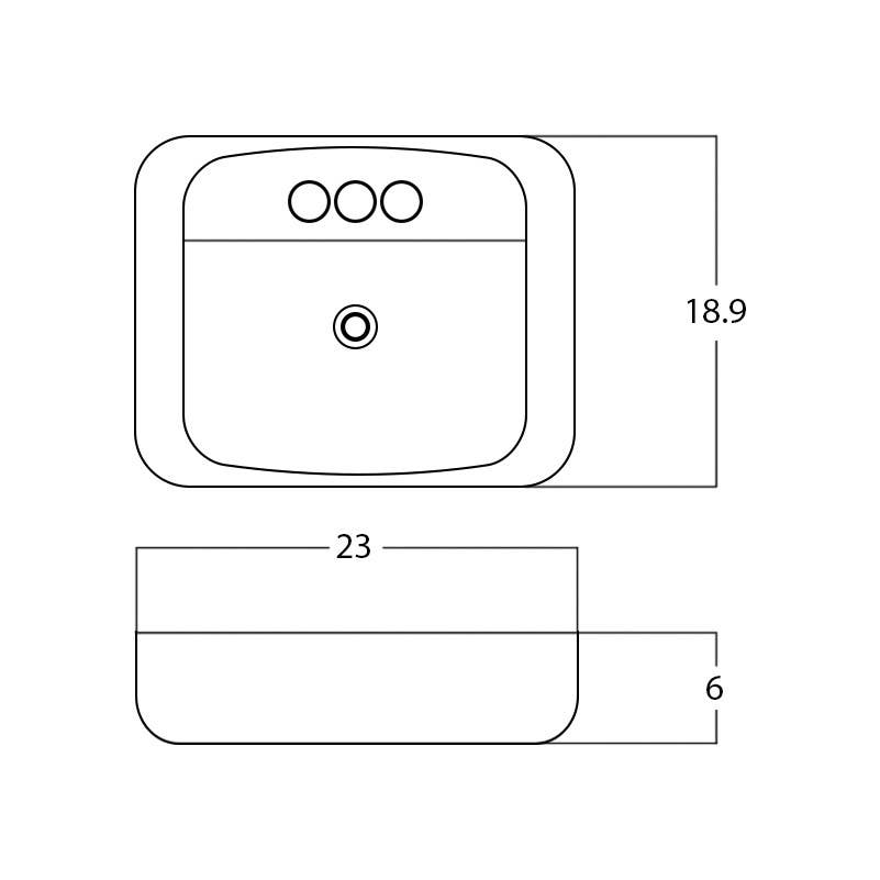 American Imaginations AI-28317 23-in. W Above Counter White Bathroom Vessel Sink For 3H4-in. Center Drilling