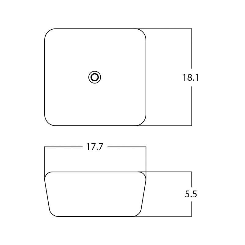 American Imaginations AI-28213 17.7-in. W Above Counter White Bathroom Vessel Sink For Deck Mount Deck Mount Drilling
