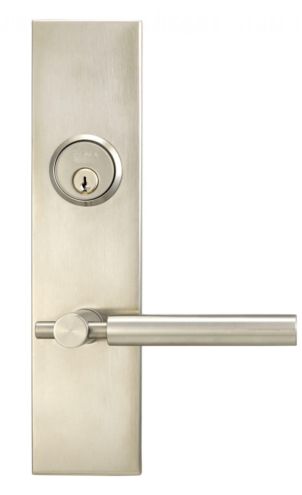 Omnia D12032 Exterior Deadbolt Entrance Lever Lockset - Solid Brass, Finish-Satin Stainless Steel