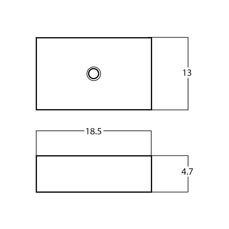 American Imaginations AI-28233 18.5-in. W Above Counter White Bathroom Vessel Sink For Wall Mount Wall Mount Drilling