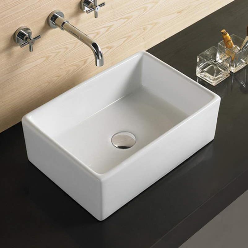 American Imaginations AI-28232 18.1-in. W Above Counter White Bathroom Vessel Sink For Wall Mount Wall Mount Drilling