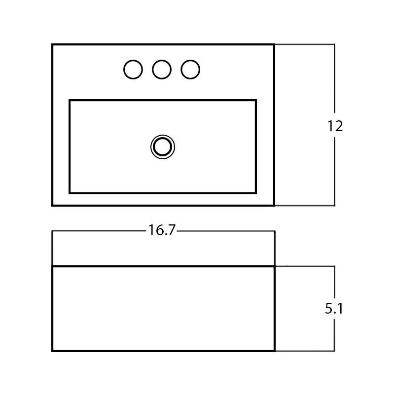 American Imaginations AI-28323 16.7-in. W Above Counter White Bathroom Vessel Sink For 3H8-in. Center Drilling