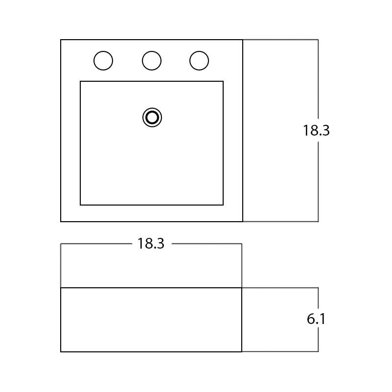 American Imaginations AI-28488 18.3-in. W Above Counter White Bathroom Vessel Sink For 3H8-in. Center Drilling