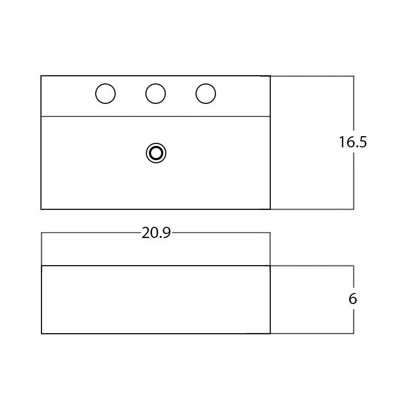 American Imaginations AI-28489 20.9-in. W Above Counter White Bathroom Vessel Sink For 3H8-in. Center Drilling