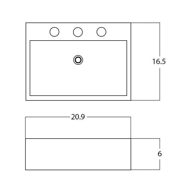 American Imaginations AI-28490 20.9-in. W Above Counter Black Bathroom Vessel Sink For 3H8-in. Center Drilling