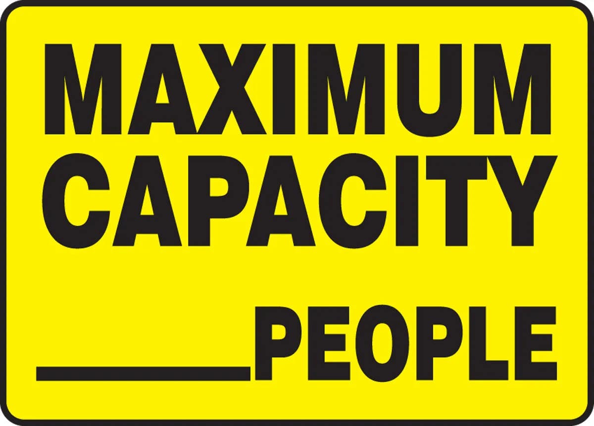 AccuformNMC MCAP502 Safety Label, Maximum Capacity ___ People, 10" H x 14" W