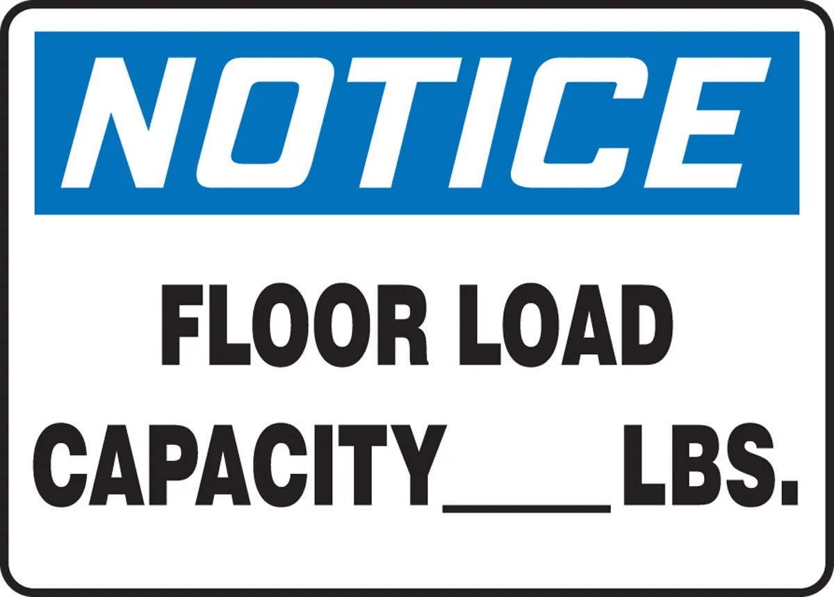 AccuformNMC MCAP80 OSHA Notice Safety Sign, Floor Load Capacity (Insert Figure) Lbs.