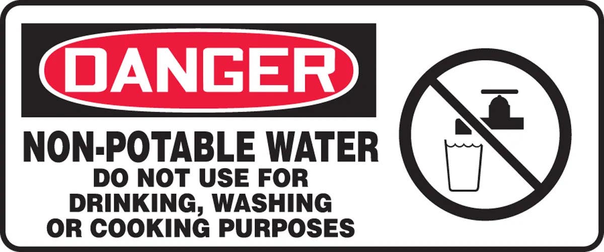 AccuformNMC MCAW021 OSHA Danger Safety Sign, Non-Potable Water, Do Not Use For Drinking, Washing..., 7" H x 17" W