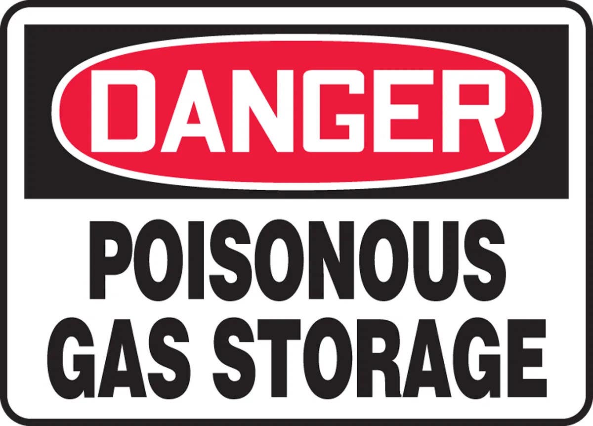AccuformNMC MCAW022 OSHA Danger Safety Sign, Poisonous Gas Storage, 10" H x 14" W